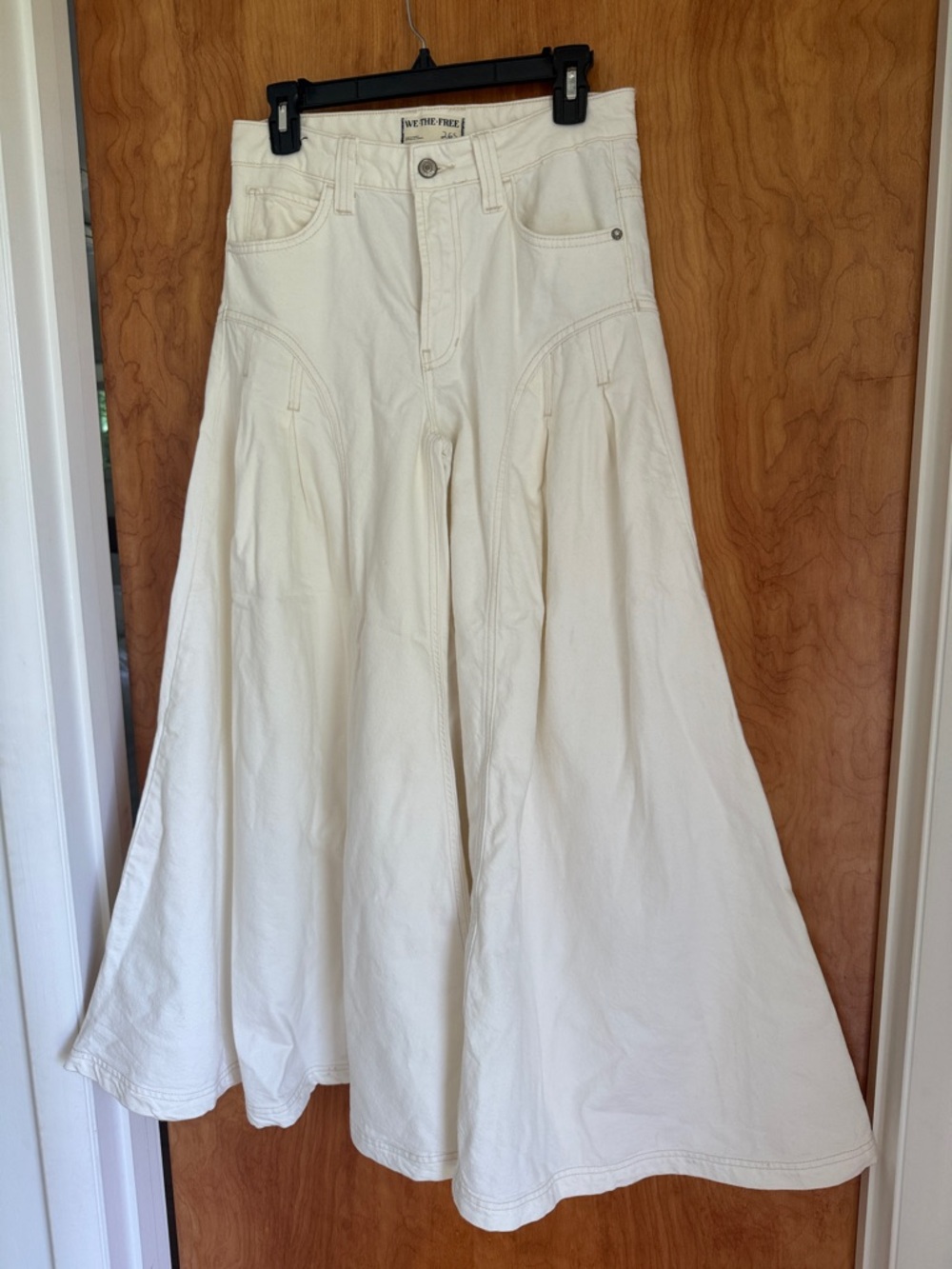 Free People Cream Wide Leg Flare Jeans